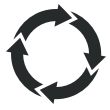 icon for end-to-end services with 4 arrows in a continuous circle