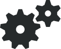 icons of gears showing custom manufacturing