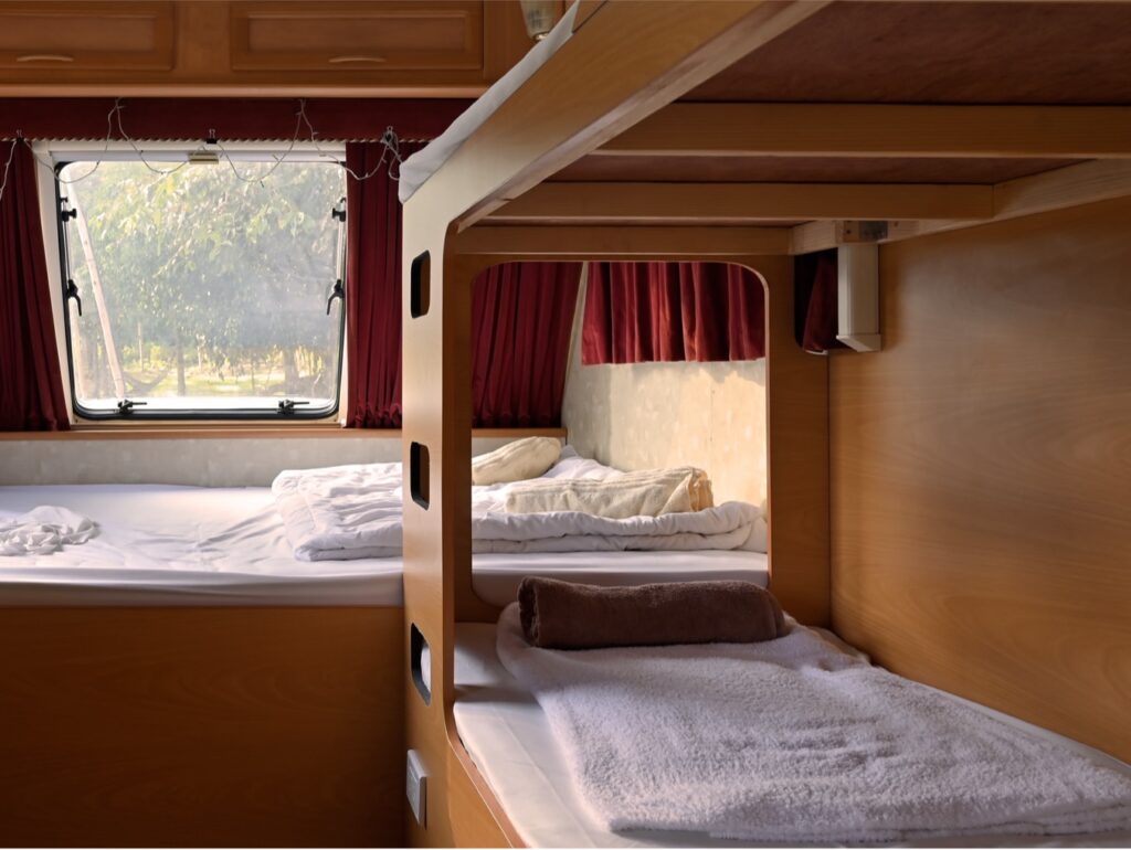 Laminate bunks and sleeping area in RV