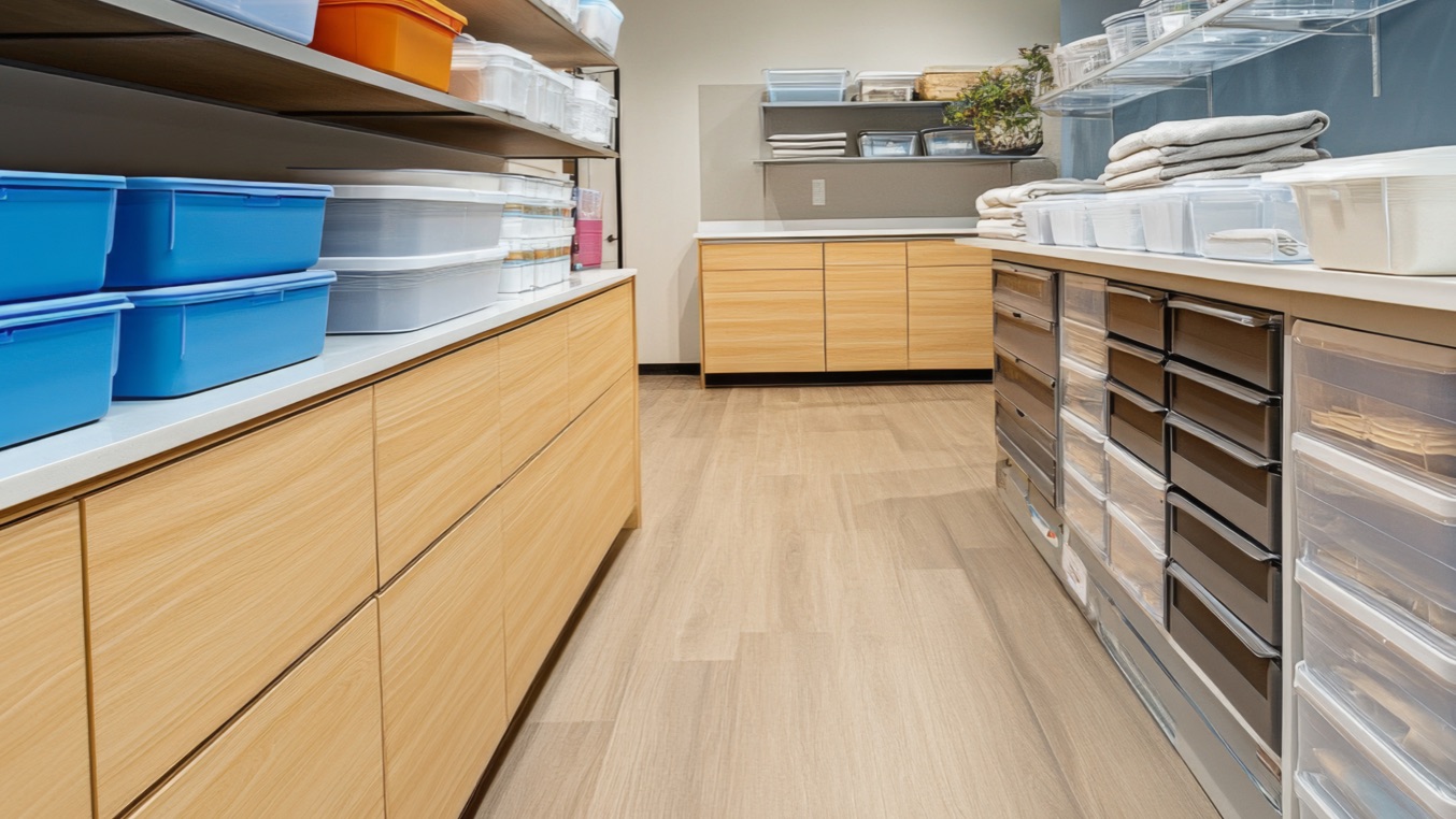 Retail laminate shelving and cabinetry